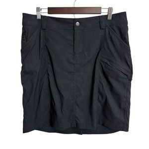 Duluth Trading Dry on the Fly skort women's 14 black hike camp pockets UPF 50